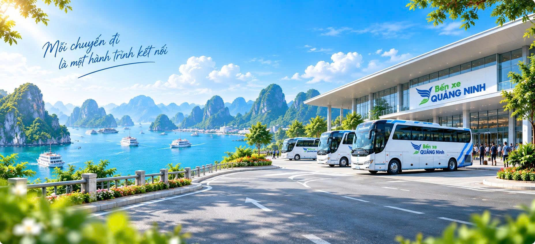 Bến xe Quảng Ninh nhìn ra vịnh Hạ Long